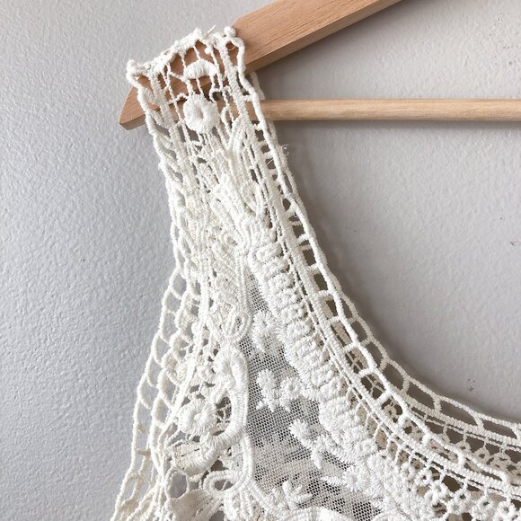 Solitaire knit cream tank top blouse medium - Picture 4 of 15